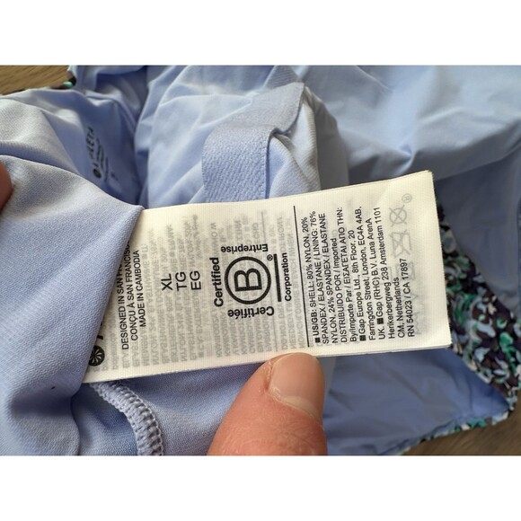 ATHLETA Women's XL Seychelles One Piece Swimsuit Floral Blue Green V Neck NWOT - Picture 4 of 7